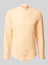 Slim Fit Leinenhemd mit Webmuster von Lindbergh Orange - 19