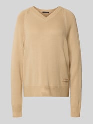 Sweter z dzianiny z mieszanki wełny lana z dekoltem w serek od ARMANI EXCHANGE - 19