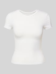 T-shirt z prążkowanym okrągłym dekoltem od Review - 44