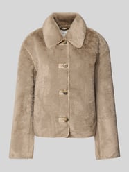 Regular fit jas van imitatiebont met platte kraag Model 'NEW CILO' van Selected Beige - 5