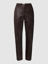 Leren broek met labelpatch van Selected Femme Bruin - 14