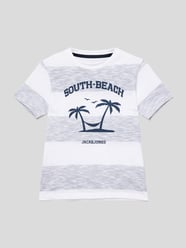 T-Shirt mit Streifenmuster Modell 'SUMMER' von Jack & Jones Grau - 9