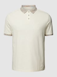 Koszulka polo PLUS SIZE z obrzyciem w kontrastowym kolorze od Tom Tailor Plus Beżowy - 30