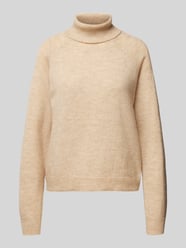 Regular Fit Rollkragenpullover mit langen Raglanärmeln Modell 'JULIANA' von Pieces Beige - 46