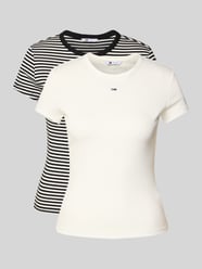 T-shirty o kroju slim fit z mieszanki bawełny w zestaw 2 szt. od Tommy Jeans - 4