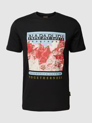 T-shirt van katoen met labeldetail, model 'FORSTERI' van Napapijri Zwart - 14