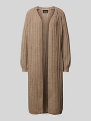 Loose Fit Long-Cardigan mit Wollanteil in geripptem Design Modell 'MAGGY' von Pieces Beige - 26