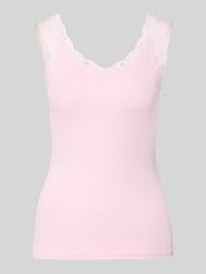 Slim Fit Tank Top aus Viskose-Mix Modell 'BARBERA LACE' von PIECES Pink - 39