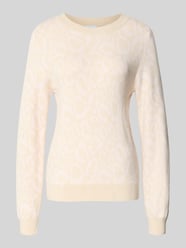 Sweter o kroju slim fit z mieszanki wiskozy Model 'JACQUARD' od VILA Fuksjowy - 8