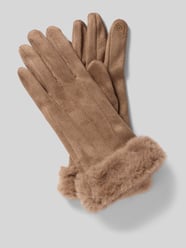 Handschuhe mit Kunstfellbesatz von EEM Beige - 34