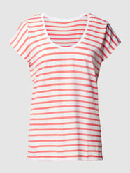 T-Shirt mit Streifenmuster von Montego Orange - 8