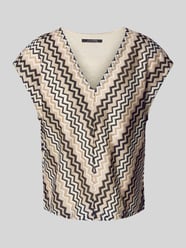 T-Shirt mit V-Ausschnitt von comma Beige - 20