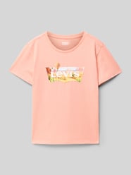 T-shirt met labelprint van Levi’s® Kids Fuchsia - 11