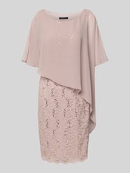 Knielange cocktailjurk met pailletten van SWING Beige - 2