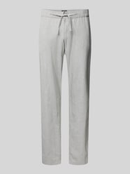 Spodnie lniane o kroju regular fit z tunelem model ‘MARIO’ od MCNEAL Zielony - 28