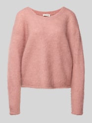 Sweter z dzianiny z prążkowanymi wykończeniami model ‘NUNY’ od American Vintage Fuksjowy - 29