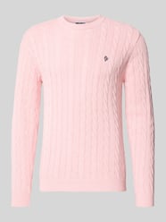 Strickpullover mit Zopfmuster und Logo-Stitching von REVIEW - 19