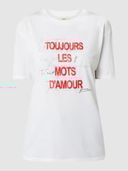 T-shirt met rubberen print, model 'Milan' van SUNCOO PARIS Wit - 14