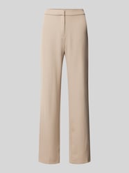 High waist stoffen broek met knoop, haakjes- en ritssluiting van Review Beige - 10