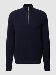 Strickpullover aus Schurwolle mit Stehkragen von JAKE*S STUDIO MEN Blau - 26