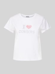 T-shirt met geribde ronde hals van REVIEW - 11