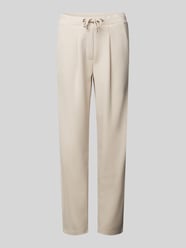 Tapered fit stoffen broek met bandplooien van monari Beige - 8