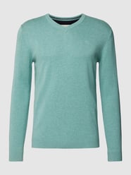 Gebreide pullover met labelstitching van Tom Tailor Groen - 28