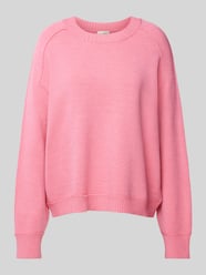 Sweter z dzianiny kroju oversized z dodatkiem wiskozy od Milano Italy Różowy - 2