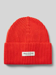 Beanie aus reiner Baumwolle mit breitem Umschlag von Marc O'Polo Rot - 4