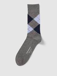 Socken mit Karomuster Modell 'MANCHESTER' von Burlington Grau - 39