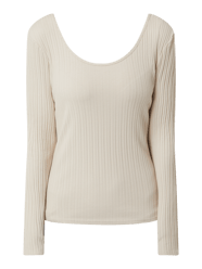 Longsleeve mit Rippenstruktur von Tom Tailor Denim Beige - 4