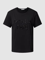 T-shirt met labelapplicatie, model 'MAGLIA' van Patrizia Pepe Grijs / zwart - 7