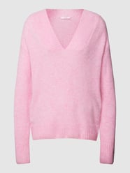 Sweter z dzianiny z dekoltem w serek model ‘Pilina’ od Opus Różowy - 22