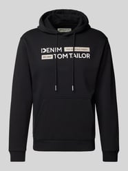 Regular Fit Hoodie mit Baumwolle und Label-Print von Tom Tailor Denim Schwarz - 41