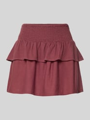 Rozkloszowana mini-spódnica z mieszanki wiskozy i lnu model 'GOA' od ONLY Fuksjowy - 17