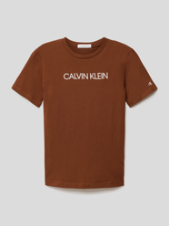 T-Shirt mit Logo-Print Modell 'INSTITUTIONAL' von Calvin Klein Jeans Braun - 37