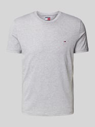 Slim fit T-shirt met logostitching van Tommy Jeans Grijs / zwart - 37