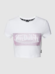 Kort T-shirt met logo van strass-steentjes, model 'ANNA' van Von Dutch Wit - 10