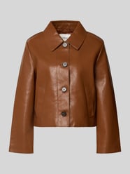 Regular fit kunstleren jack met platte kraag van s.Oliver RED LABEL - 3