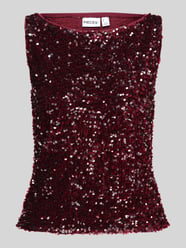 Cropped Blusentop mit Paillettenbesatz von PIECES Bordeaux - 21