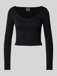 Cropped Longsleeve mit V-Ausschnitt von Guess Activewear Schwarz - 45