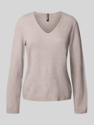 Regular Fit Pullover mit V-Ausschnitt Modell 'BREE' von Pieces Beige - 44