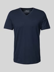 Regular Fit T-Shirt aus reiner Baumwolle mit V-Ausschnitt von s.Oliver RED LABEL Blau - 17