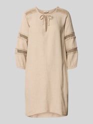 Knielange linnen jurk van een mix van linnen en viscose, model 'Laluna' van FREE/QUENT Beige - 26