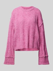 Loose Fit Strickpullover mit Wollanteil und Details an den Säumen Modell 'RUBBLE' von Pieces Rosa - 44