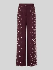 wide fit broek met elastische tailleband achter van viscose van Marc Cain Bordeaux - 22