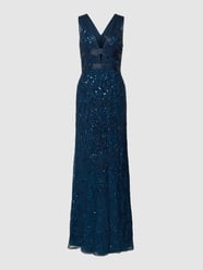 Abendkleid mit Paillettenbesatz von Adrianna Papell Blau - 34