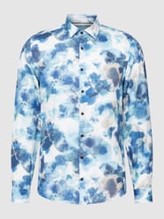 Slim fit vrijetijdsoverhemd met all-over motief van OLYMP Level Five Blauw - 46