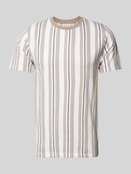 Relaxed Fit T-Shirt mit Streifenmuster Modell 'Towel striped' von Lindbergh Beige - 11