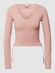 Cropped Longsleeve mit V-Ausschnitt von KARL KANI Rosa - 32